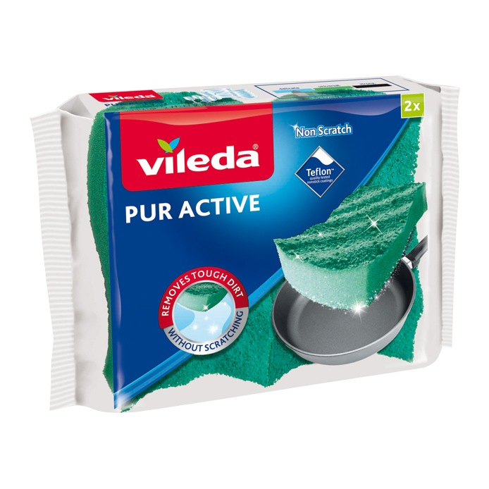 Vileda Pur Active – skursvamp så skonsam att den rekommenderas av Teflon®